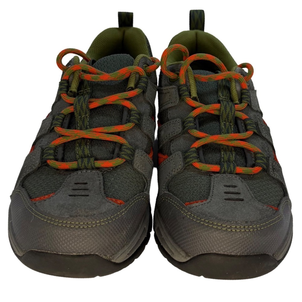 LL Bean Kids Trail Model Hikers Grey Orange Low Top Hiking Shoes Size 2 300510